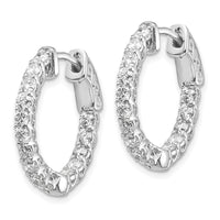 Thumbnail for 14k White Gold Diamond Round Hoop w/Safety Clasp Earrings