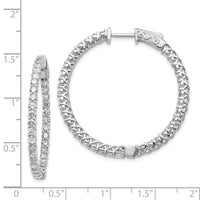 Thumbnail for 14k White Gold Diamond Round Hoop w/Safety Clasp Earrings