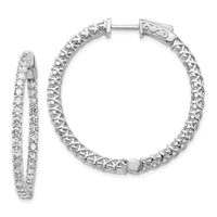 Thumbnail for 14k White Gold Diamond Round Hoop w/Safety Clasp Earrings
