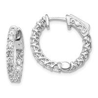Thumbnail for 14k White Gold Diamond Round Hoop w/Safety Clasp Earrings