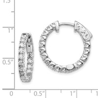 Thumbnail for 14k White Gold Diamond Round Hoop w/Safety Clasp Earrings