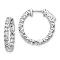 Thumbnail for 14k White Gold Diamond Round Hoop w/Safety Clasp Earrings