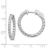 Thumbnail for 14k White Gold Diamond Round Hoop w/Safety Clasp Earrings