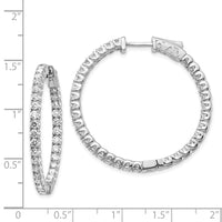 Thumbnail for 14k White Gold Diamond Round Hoop w/Safety Clasp Earrings
