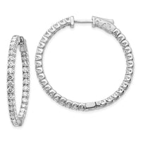 Thumbnail for 14k White Gold Diamond Round Hoop w/Safety Clasp Earrings