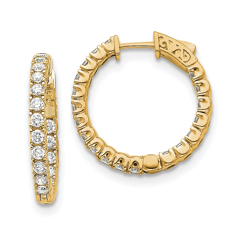 14k Diamond Round Hoop w/Safety Clasp Earrings