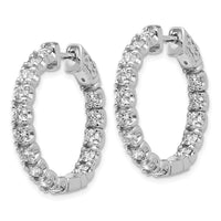 Thumbnail for 14k White Gold Diamond Round Hoop w/Safety Clasp Earrings