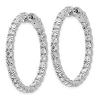Thumbnail for 14k White Gold Diamond Round Hoop w/Safety Clasp Earrings