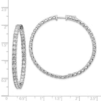 Thumbnail for 14k White Gold Diamond Round Hoop w/Safety Clasp Earrings