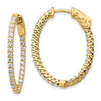 Thumbnail for 14k Diamond Oval Hoop w/Safety Clasp Earrings
