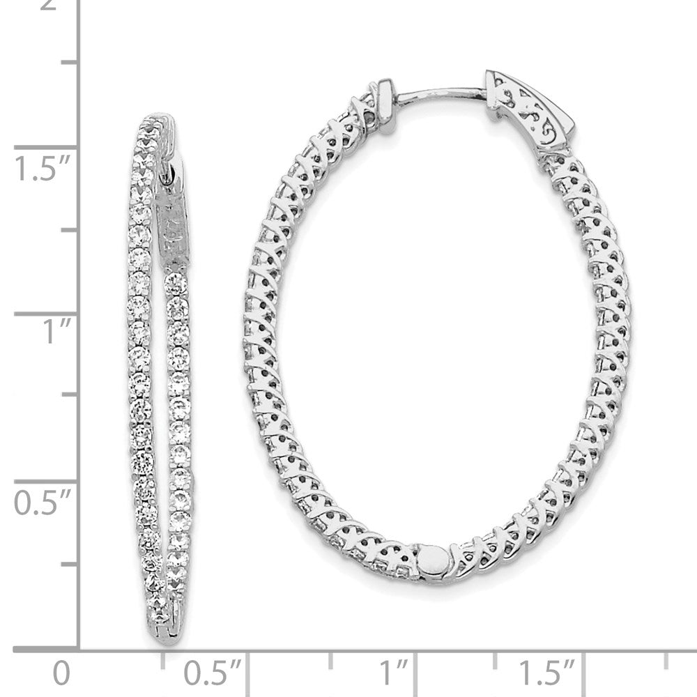14k White Gold Oval Hoop w/Safety Clasp Earring Mountings