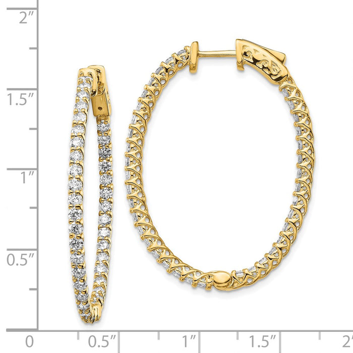 14k Diamond Oval Hoop w/Safety Clasp Earrings