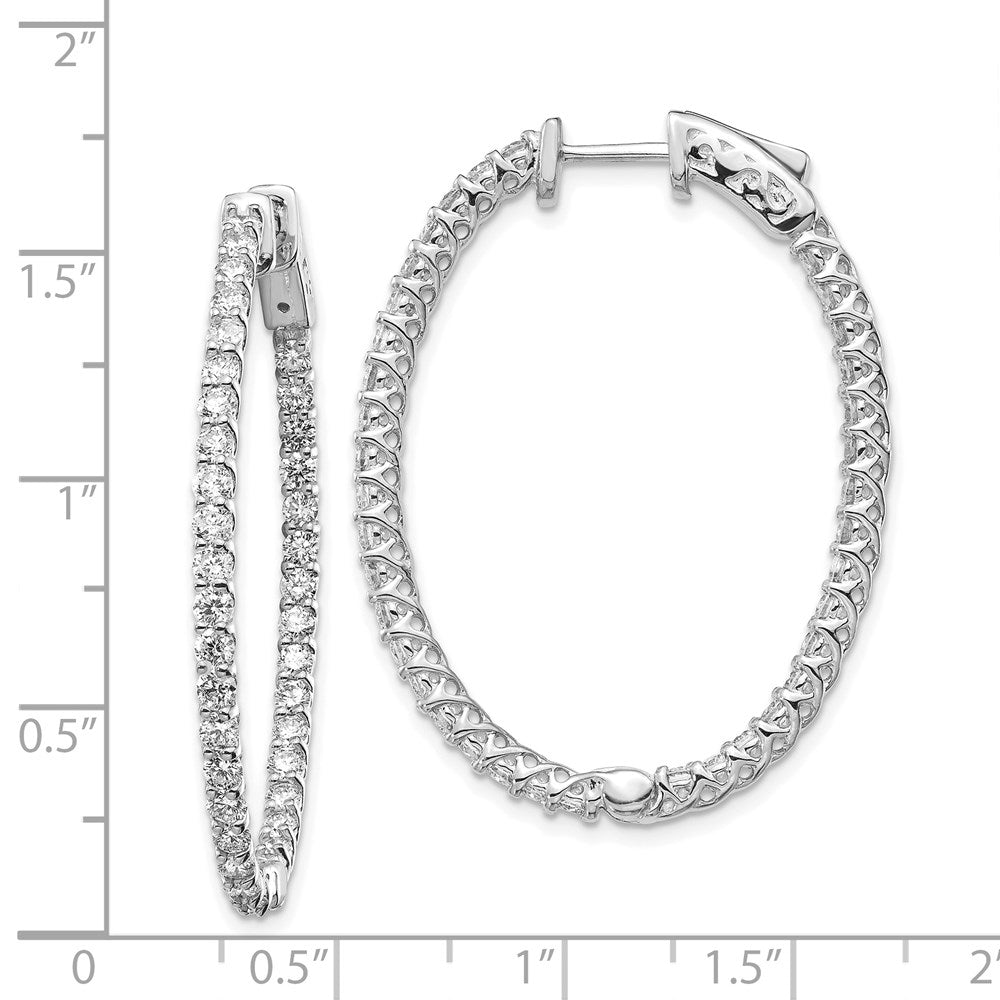 14k White Gold Oval Hoop w/Safety Clasp Earring Mountings