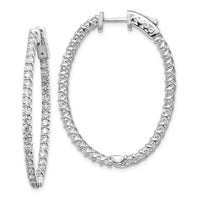 Thumbnail for 14k White Gold Diamond Oval Hoop w/Safety Clasp Earrings