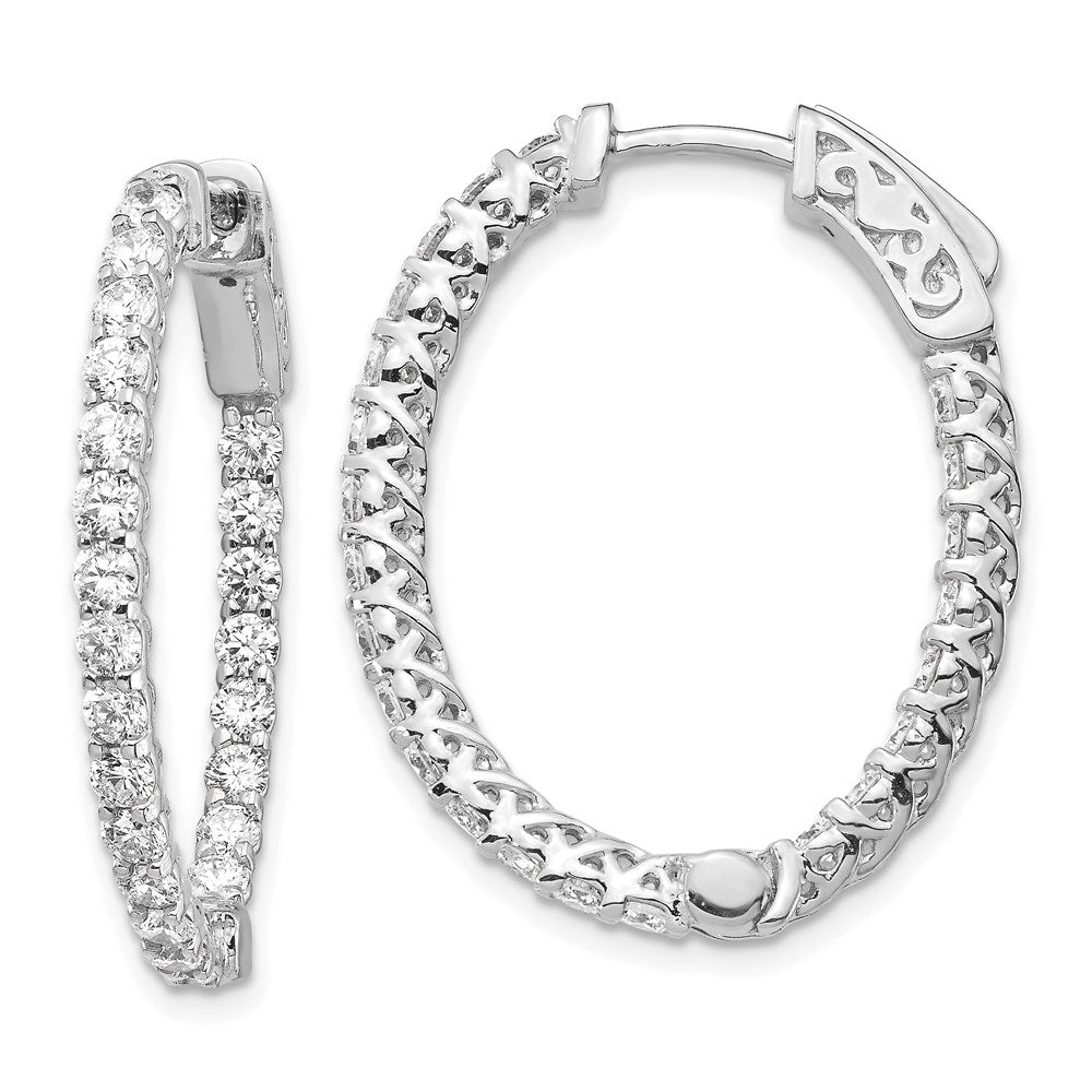 14k White Gold Oval Hoop w/Safety Clasp Earring Mountings