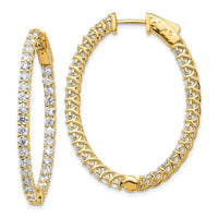 Thumbnail for 14k Diamond Oval Hoop w/Safety Clasp Earrings
