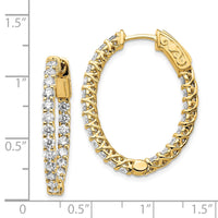 Thumbnail for 14k Diamond Oval Hoop w/Safety Clasp Earrings