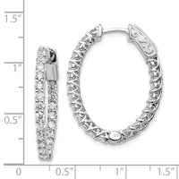 Thumbnail for 14k White Gold Diamond Oval Hoop w/Safety Clasp Earrings