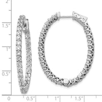 Thumbnail for 14k White Gold Diamond Oval Hoop w/Safety Clasp Earrings