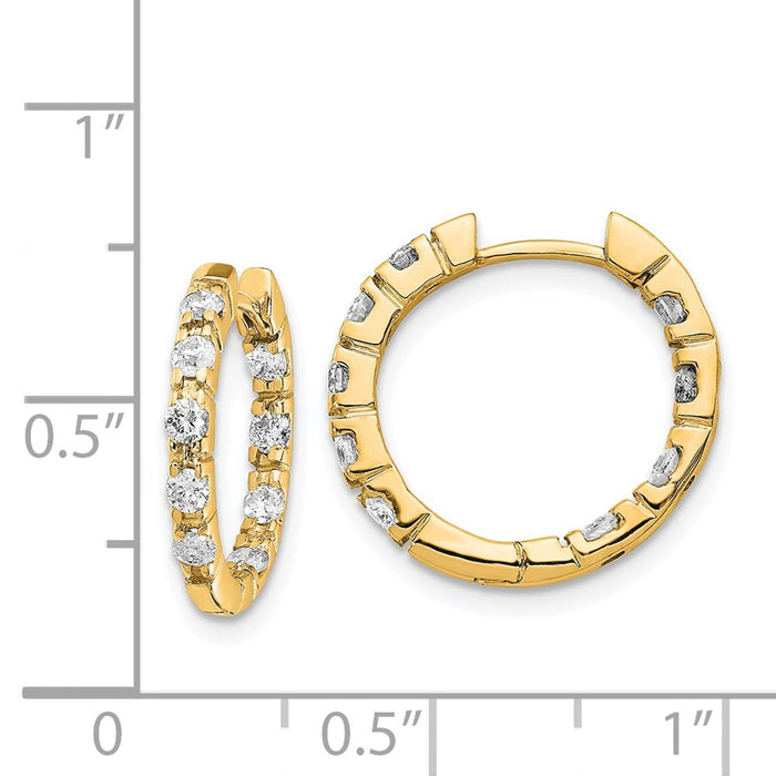 14k A Diamond Hinged Hoop Earrings