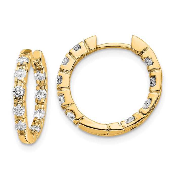 14k AA Diamond Hinged Hoop Earrings