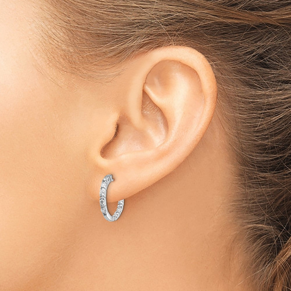 14k White Gold VS Diamond Hinged Hoop Earrings