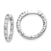 Thumbnail for 14k White Gold A Diamond Hinged Hoop Earrings