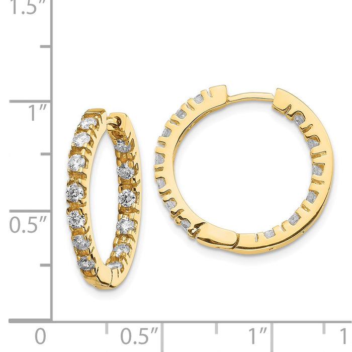 14k A Diamond Hinged Hoop Earrings