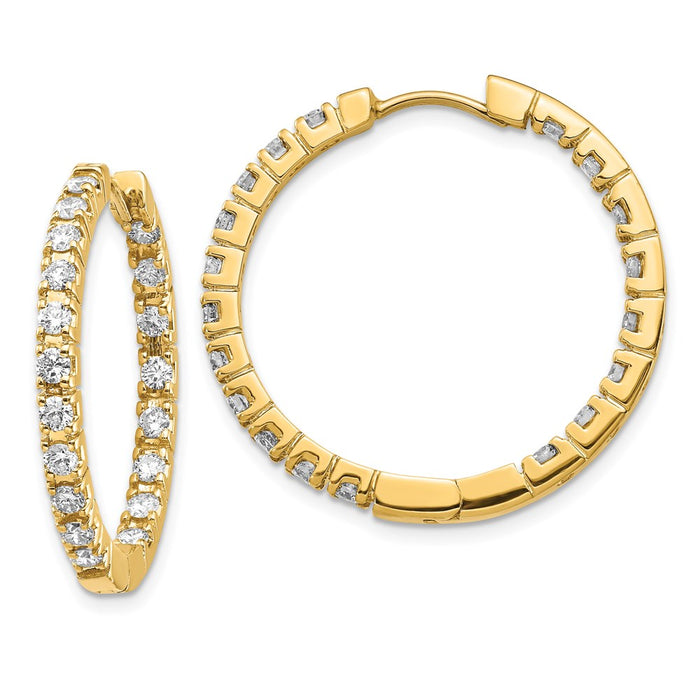 14k AAA Diamond Hinged Hoop Earrings