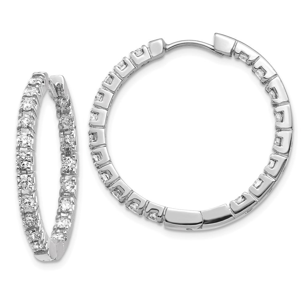 14k White Gold A Diamond Hinged Hoop Earrings