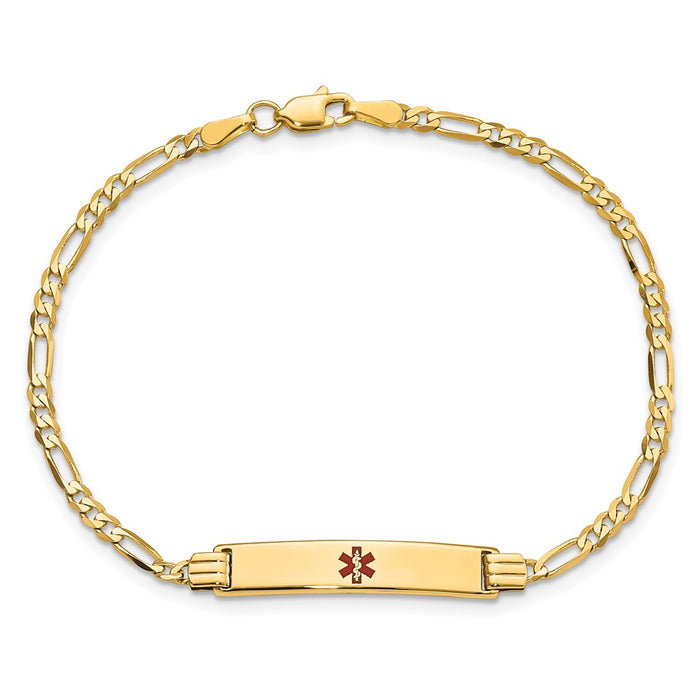 14K Medical Red Enamel Figaro ID Bracelet