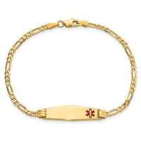 Thumbnail for 14K Medical Soft Diamond Shape Red Enamel Figaro ID Bracelet