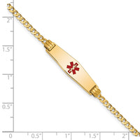 Thumbnail for 14K Medical Soft Diamond Shape Red Enamel Curb Link ID Bracelet