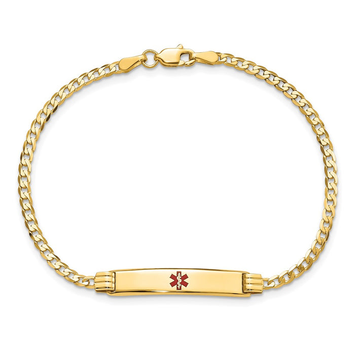 14K Medical Red Enamel Curb Link ID Bracelet