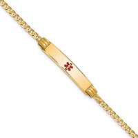 Thumbnail for 14K Medical Red Enamel Curb Link ID Bracelet