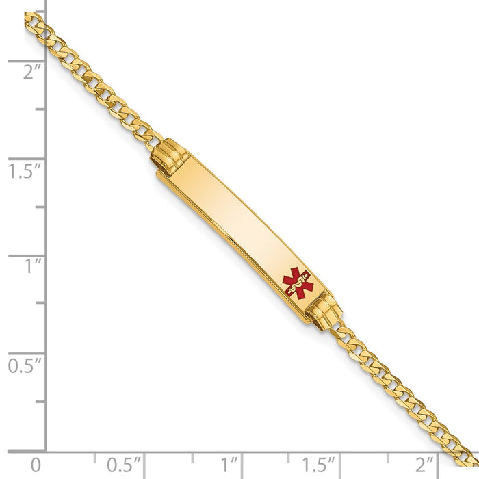 14K Medical Red Enamel Curb Link ID Bracelet