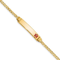 Thumbnail for 14K Medical Red Enamel Curb Link ID Bracelet