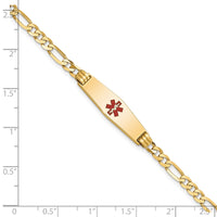 Thumbnail for 14K Medical Soft Diamond Shape Red Enamel Figaro ID Bracelet