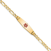 Thumbnail for 14K Medical Soft Diamond Shape Red Enamel Figaro ID Bracelet