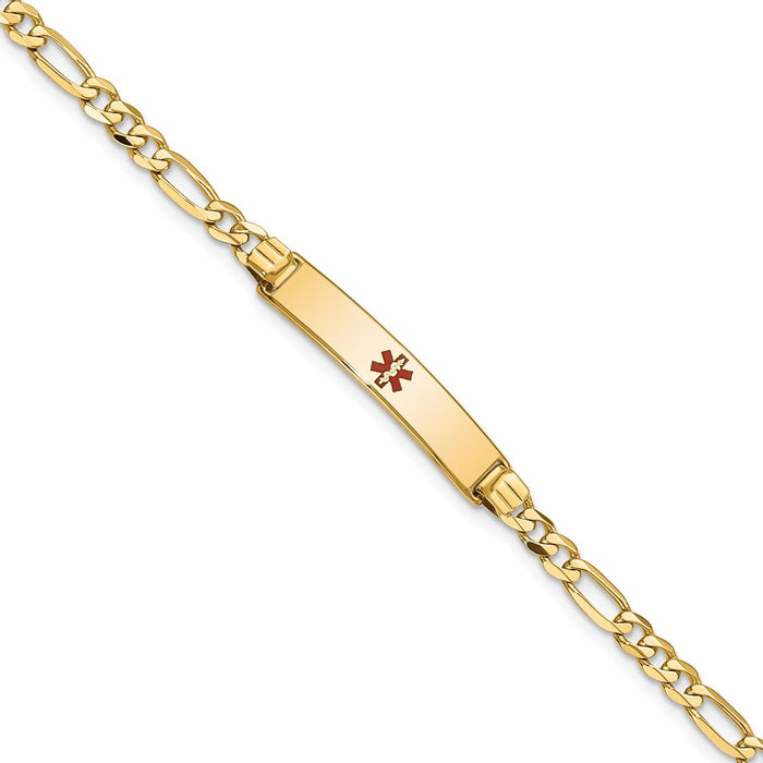 14K Medical Red Enamel Figaro ID Bracelet