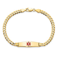 Thumbnail for 14K Medical Soft Diamond Shape Red Enamel Curb Link ID Bracelet
