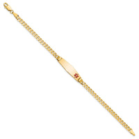 Thumbnail for 14K Medical Soft Diamond Shape Red Enamel Curb Link ID Bracelet