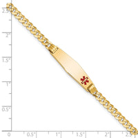 Thumbnail for 14K Medical Soft Diamond Shape Red Enamel Curb Link ID Bracelet
