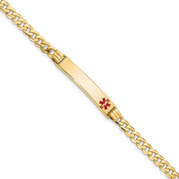 Thumbnail for 14K Medical Red Enamel Curb Link ID Bracelet