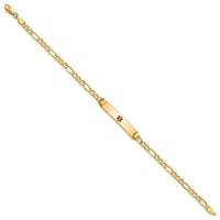 Thumbnail for 14K Semi-solid Medical Polished Red Enamel Figaro ID Bracelet