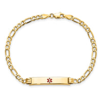 Thumbnail for 14K Semi-solid Medical Polished Red Enamel Figaro ID Bracelet
