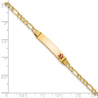 Thumbnail for 14K Semi-Solid Medical Polished Red Enamel Figaro ID Bracelet