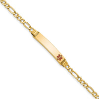 Thumbnail for 14K Semi-Solid Medical Polished Red Enamel Figaro ID Bracelet