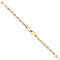 Thumbnail for 14K Medical Semi-Solid Soft Diamond Shape Red Enamel Cuban ID Bracelet