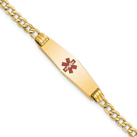Thumbnail for 14K Medical Semi-Solid Soft Diamond Shape Red Enamel Cuban ID Bracelet